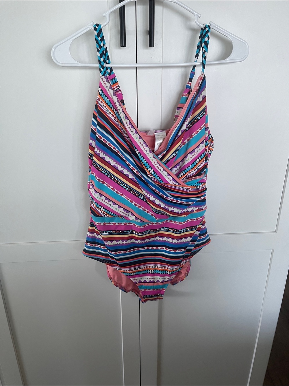 Anne Cole Multicolor Striped One-Piece Swimsuit - Pink, Blue & Teal